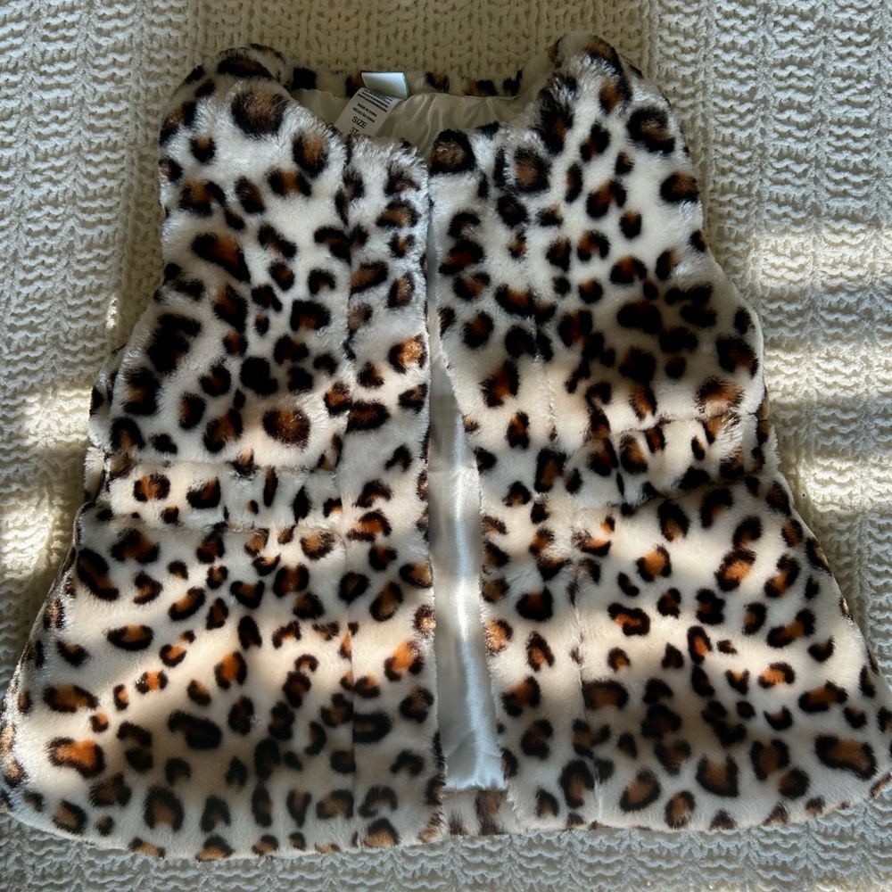 Little Me Animal Print Faux Fur Plush Vest | Color: Brown/White | Size: 3T